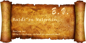 Balázs Valentin névjegykártya